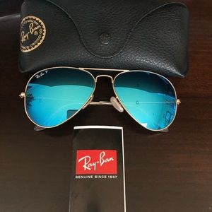 Rayban polarized aviators blue lens